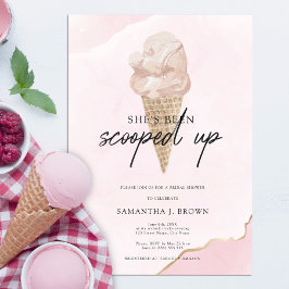 Convites Chá de panela de Sorvete de Aquarela Cor-de-Rosa E