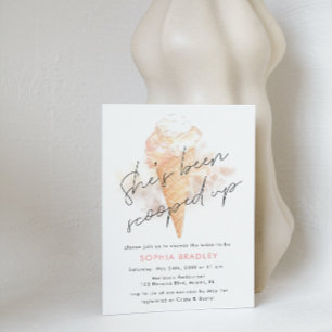 Convites Chá de panela de Sorvete rosa com aquarela