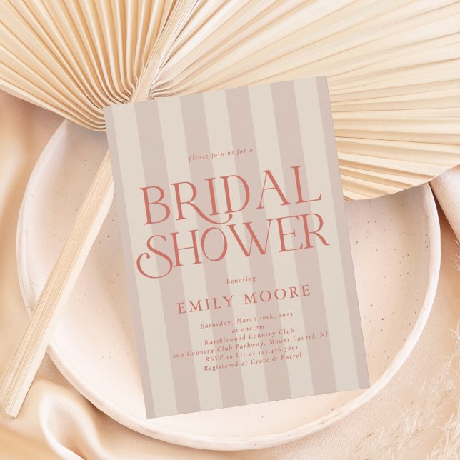 Convites Chá de panela de stripes do Clube de País Elegante (Criador carregado)