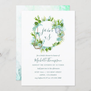 Convites Chá de panela de Sucultura do Terrário de Vidro Aq