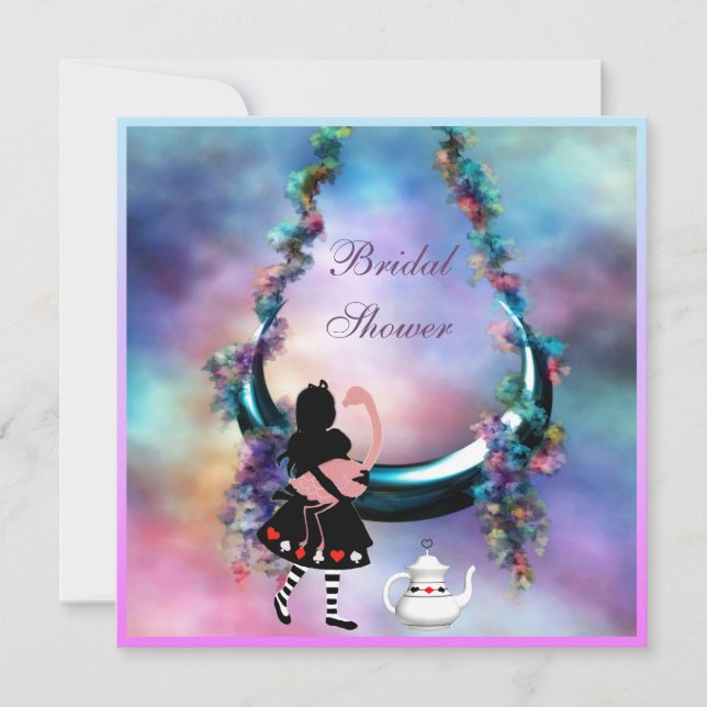 Convites Chá de panela de suspensão da lua de Alice & de (Frente)