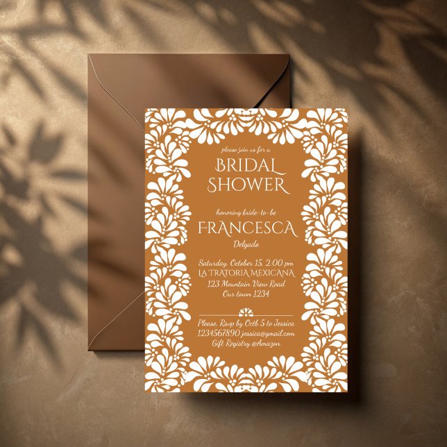 Convites Chá de panela de talavera terracotta mexicano (Elegant vintage Mexican talavera terracotta bridal shower invitation template instant download)