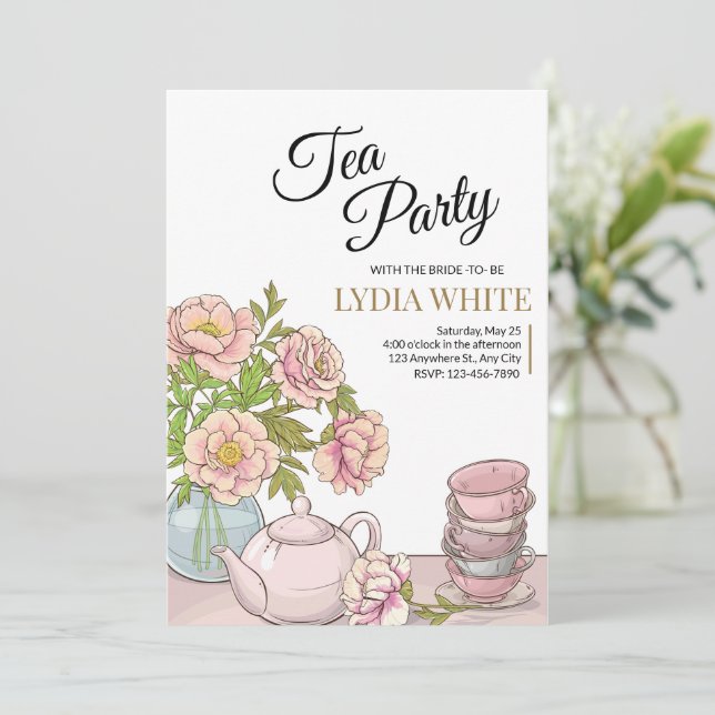Convites Chá de panela de Tea Party Bridal Chá (Em pé/Frente)