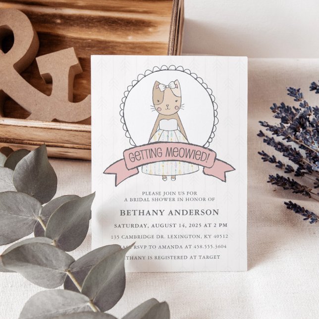 Convites Chá de panela de Tema de Gato Enrolado A Rosa (Criador carregado)