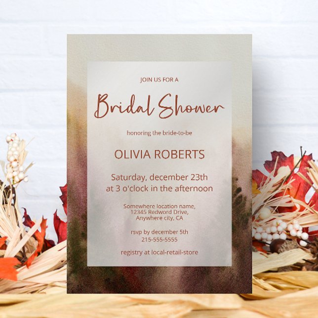 Convites Chá de panela de Terracota Florestal de Aquarela d (Criador carregado)