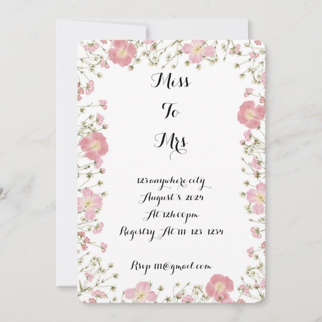 Convites Chá de panela DE TINTA WILDFLOWER (Frente)