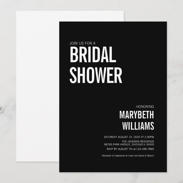 Convites Chá de panela de Tipografia Simples (Frente/Verso)