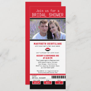 Convites Chá de panela de Tíquete de Futebol Vermelho Negro