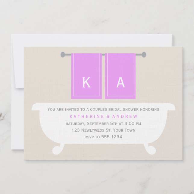 Convites Chá de panela de Toalhas Dele e Hers {violet} (Frente)