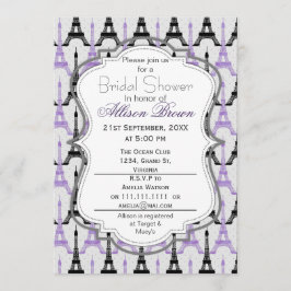 Convites Chá de panela de Torre Eiffel de Paris Roxo Chic