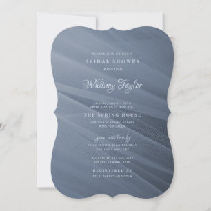 Convites Chá de panela de Tulle Azul Dusty