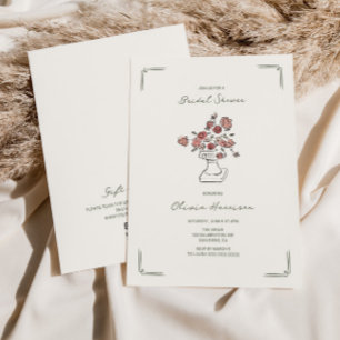 Convites Chá de panela De Urna Floral De Sage Vermelha Muda