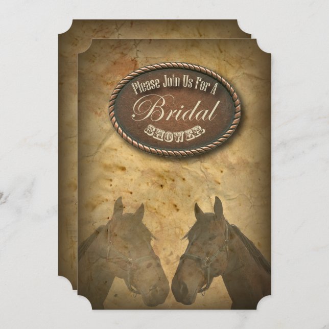 Convites Chá de panela de vaqueiras de cavalos ocidentais (Frente/Verso)