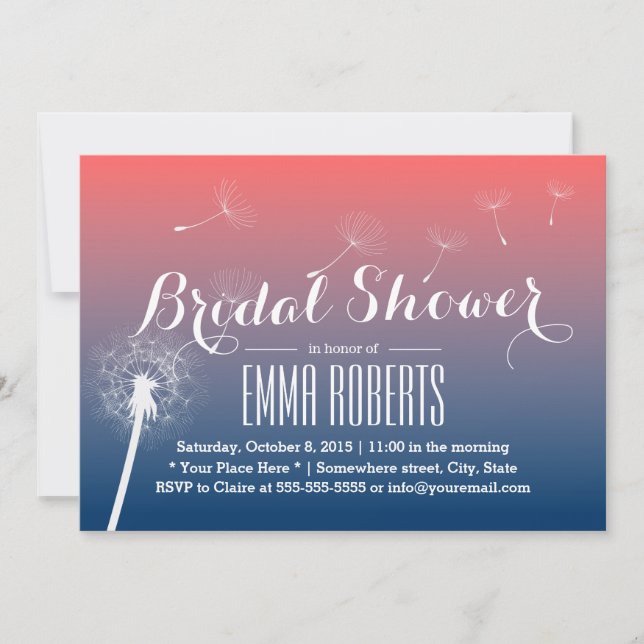 Convites Chá de panela de Verão, Dandelion soprando (Frente)