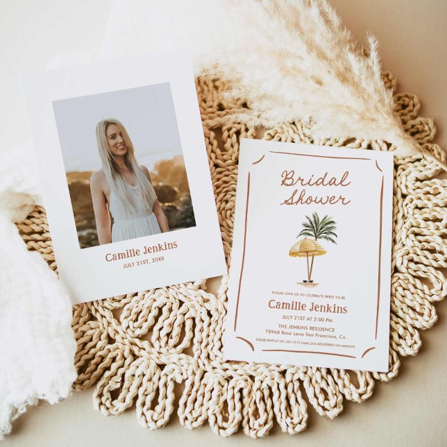 Convites Chá de panela de Verão tropical de praia (Summer Beach Bridal Shower Invitation)