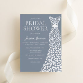 Convites Chá de panela de vestido branco e azul empoeirado