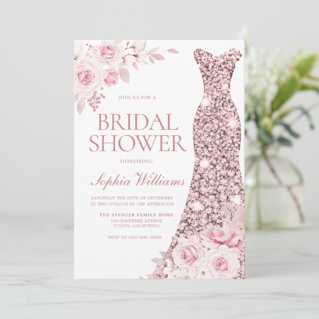 Convites Chá de panela de Vestido das Flores de Aquarelas R (Em pé/Frente)