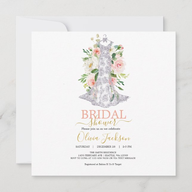 Convites Chá de panela De Vestido De Casamento (Frente)