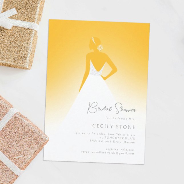 Convites Chá de panela de Vestido de Casamento Amarelo (Criador carregado)