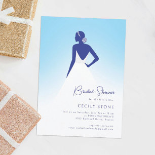 Convites Chá de panela de Vestido de Casamento Azul