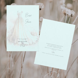 Convites Chá de panela De Vestido De Casamento Azul De Gelo