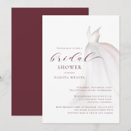Convites Chá de panela de Vestido de Casamento de Aquarela