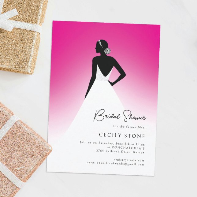 Convites Chá de panela de Vestido de Casamento de Casal Ros (Criador carregado)