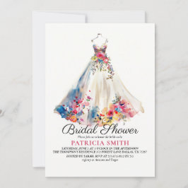 Convites Chá de panela De Vestido De Casamento Floral