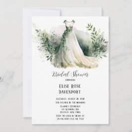 Convites Chá de panela de Vestido de Casamento Greenery