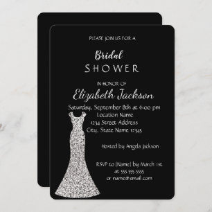 Convites Chá de panela de Vestido de Prata Chic Elegante