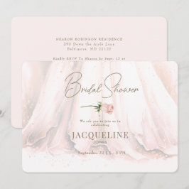 Convites Chá de panela De Vestido De Rosa Blush Elegance