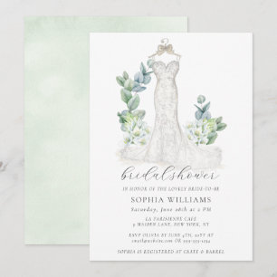 Convites Chá de panela de Vestido Elegante Greenery