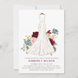 Convites Chá de panela de Vestido Floral Burgundy