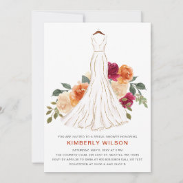 Convites Chá de panela de Vestido Floral de Casamento Laran