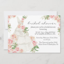 Convites Chá de panela de Vestido Floral Rosa Blush