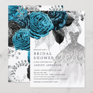 Convites Chá de panela de Vestido Floral Turquoise