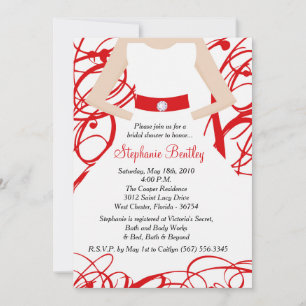 Convites Chá de panela de Vestido Red Wedding