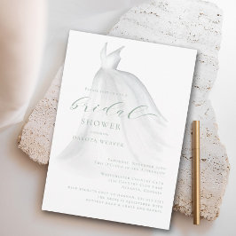 Convites Chá de panela de Vestido Verde de Casamento de Sag