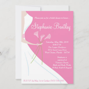 Convites Chá de panela de vestidos cor-de-rosa