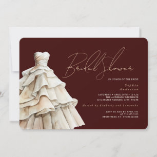 Convites Chá de panela de vestidos de Beige Burgundy Modern
