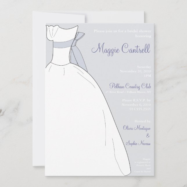 Convites Chá de panela de vestidos de casamento (Frente)