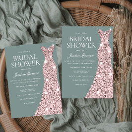 Convites Chá de panela de vestidos Dourado Rosa Verde Sage