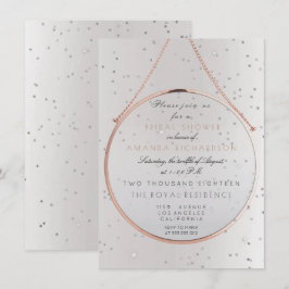 Convites Chá de panela de vidro Bachelorette Silver Rosa Ro