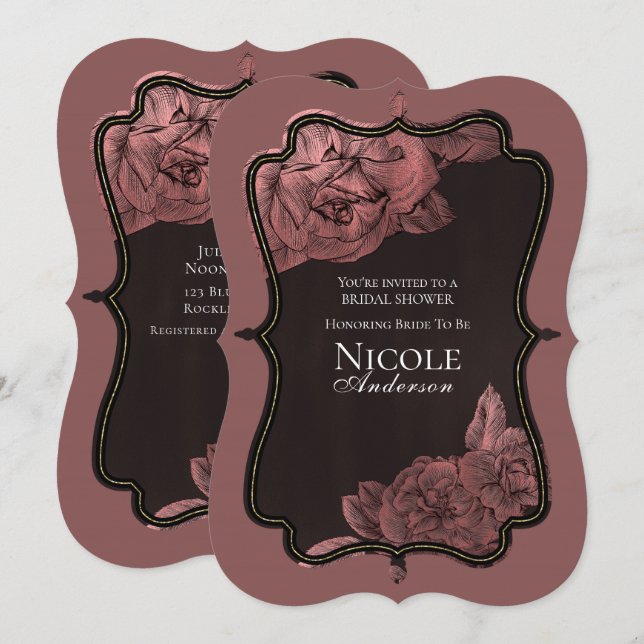 Convites Chá de panela de vidro Dourado, Rosa, cor-de-rosa  (Frente/Verso)