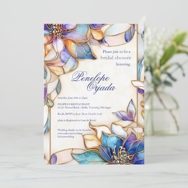 Convites Chá de panela de vidro retido (Em pé/Frente)