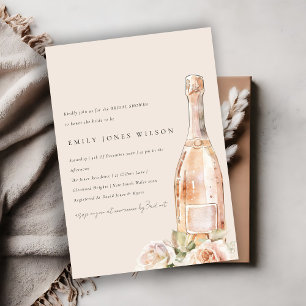 Convites Chá de panela De Vinho De Champanhe Floral De Rosa