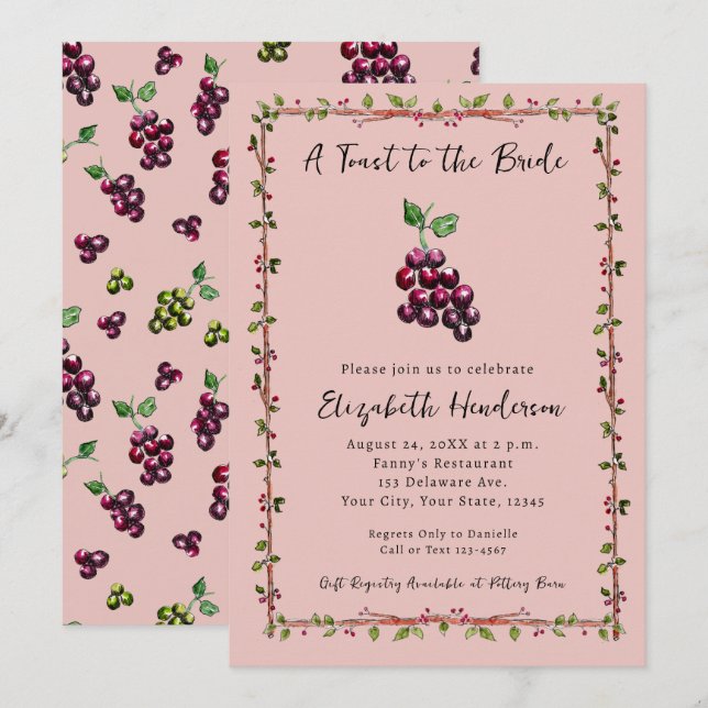 Convites Chá de panela De Vinho De Quintal (Frente/Verso)