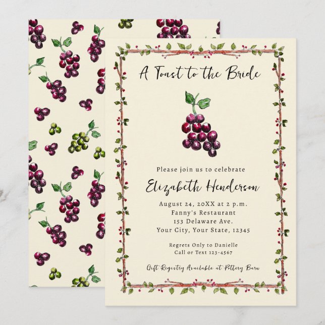 Convites Chá de panela De Vinho De Quintal (Frente/Verso)