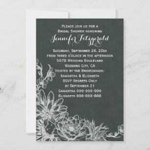 Convites Chá de panela de Vintage Chalkboard Floral