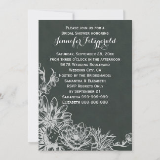 Convites Chá de panela de Vintage Chalkboard Floral